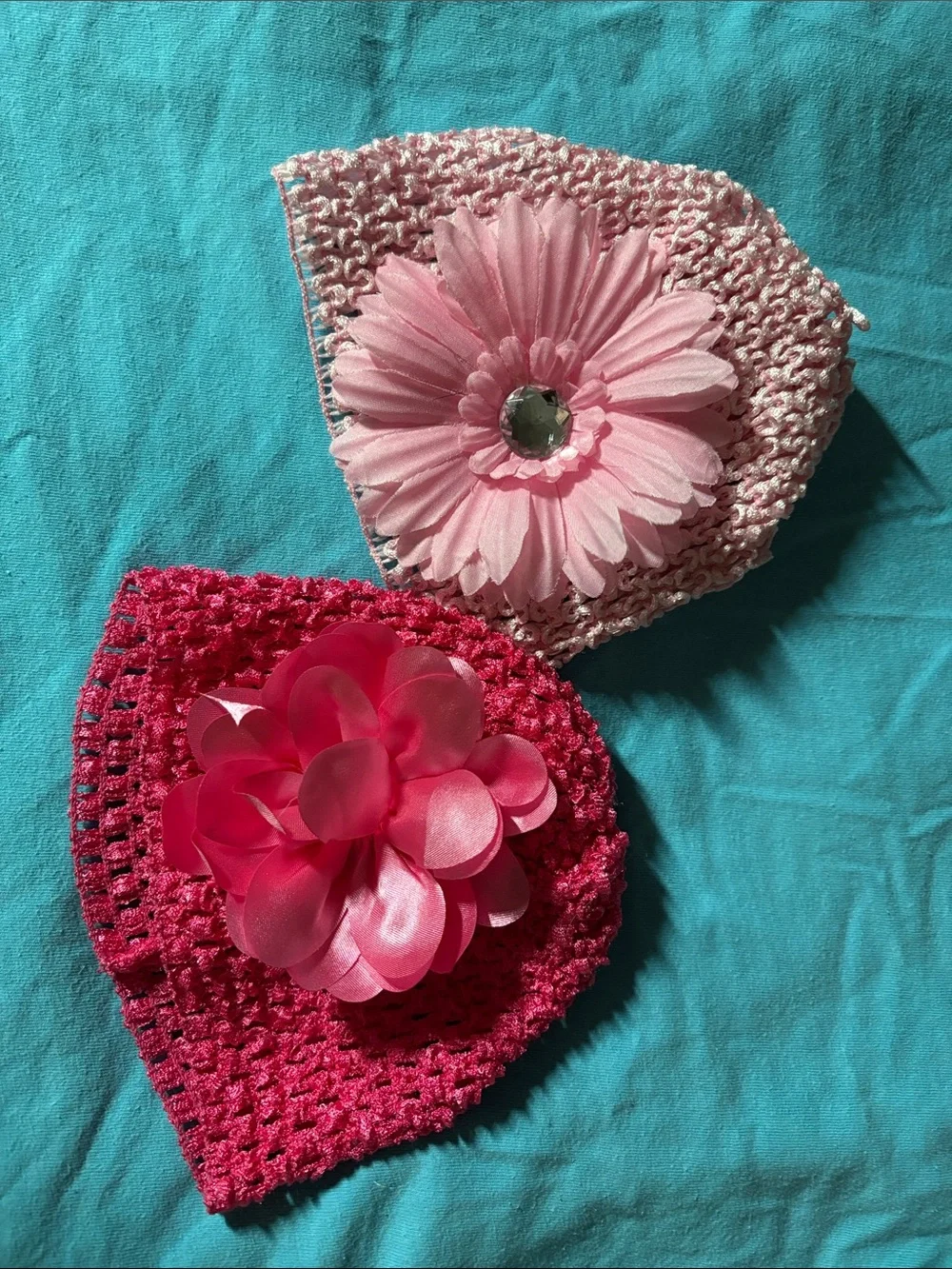 Pink Flower Crochet Baby Beanie - Pack of 2